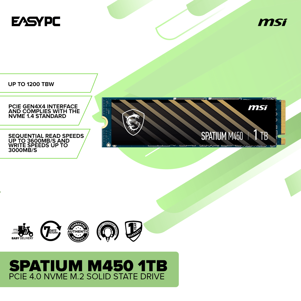 MSI Spatium M450 1TB PCIE NVME Solid State Drive – EasyPC