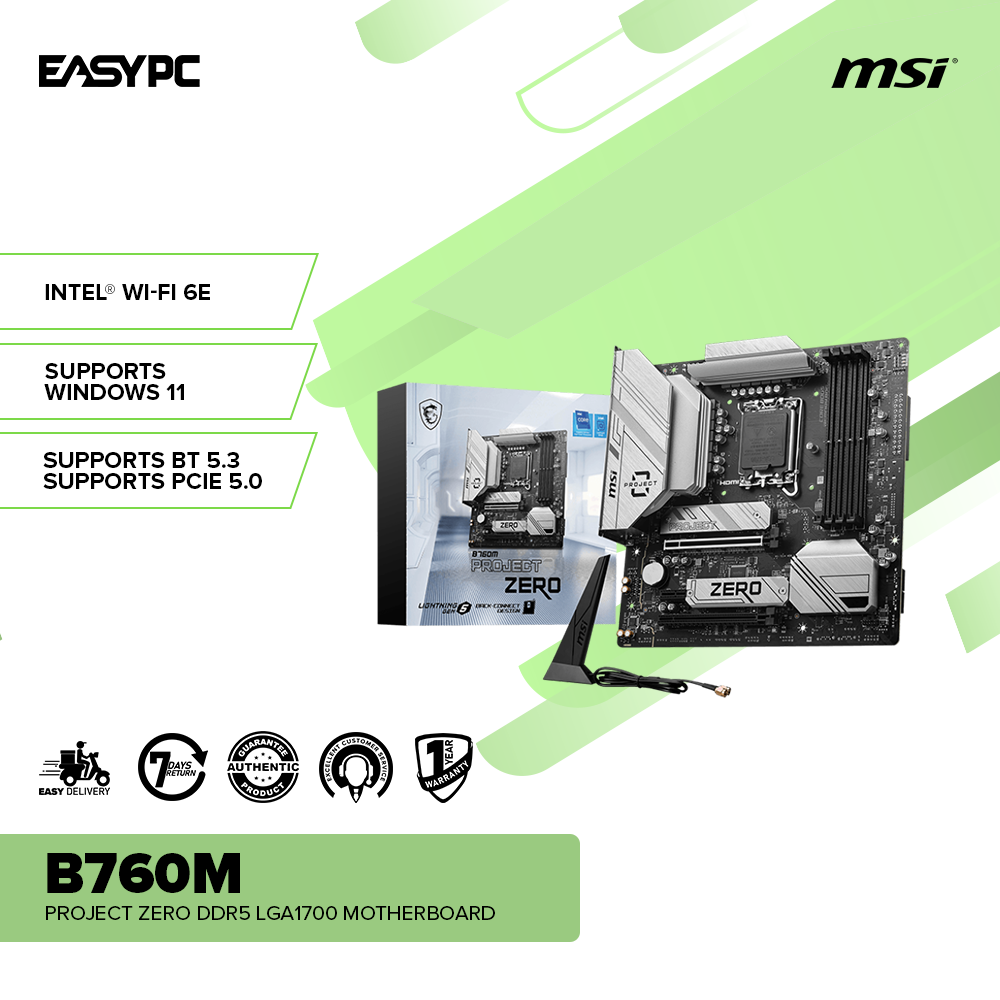MSI B760M Project Zero DDR5 LGA1700 Motherboard