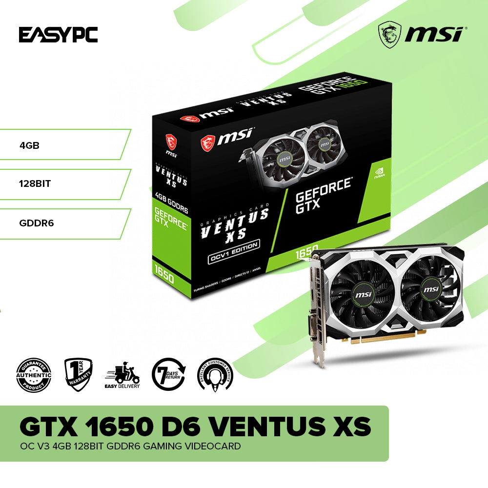 MSI NVIDIA GeForce GTX 1650 D6 Ventus XS OC XC OC V3 4gb 128bit GDdr6 EasyPC