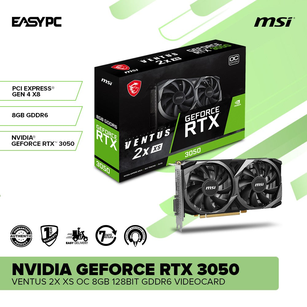 MSI Nvidia Geforce RTX 3050 Ventus 2X XS OC 8GB 128bit GDDR6 Videocard