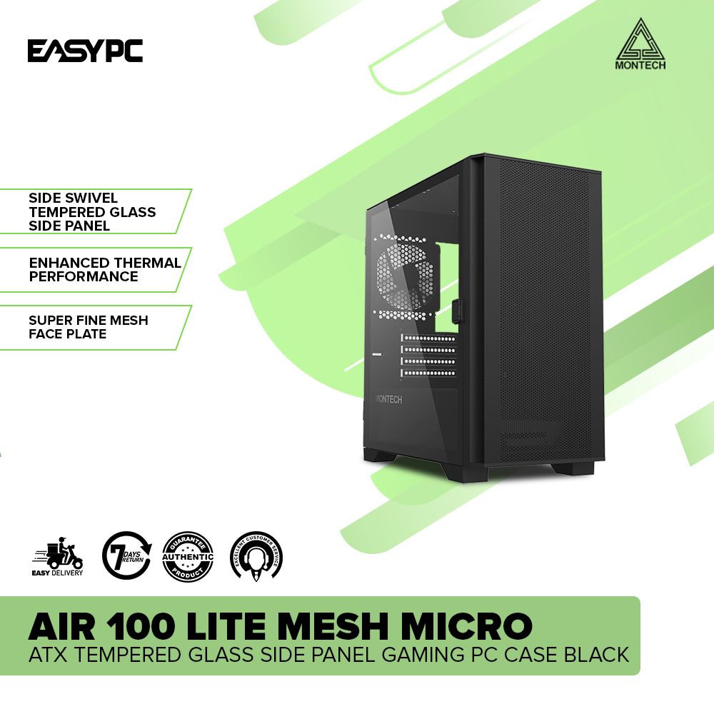 Montech Air 100 Lite Mesh Micro ATX Tempered Glass Side – EasyPC