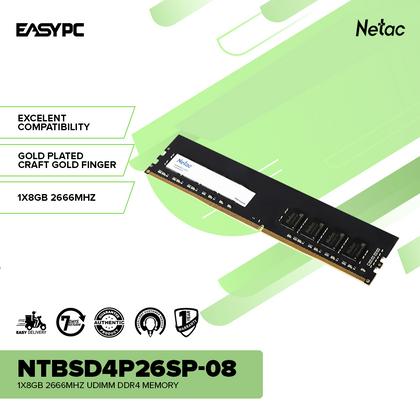 NETAC NTBSD4P26SP-08 1x8GB 2666Mhz Udimm Ddr4 Memory