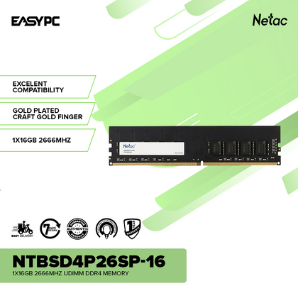 NETAC NTBSD4P26SP-16 1x16GB 2666Mhz Udimm Ddr4 Memory