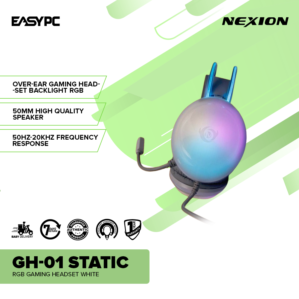 Nexion GH-01 Static RGB Gaming Headset White-a