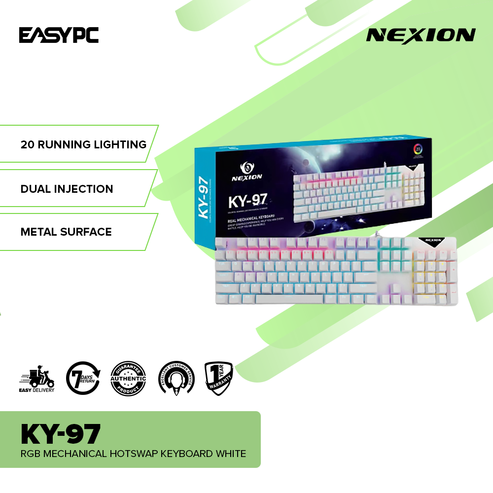 Nexion KY-97 RGB Mechanical Hotswap Keyboard White