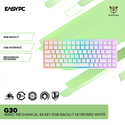 ONIKUMA G30 Wired Mechanical 84 Key RGB Backlit Keyboard White