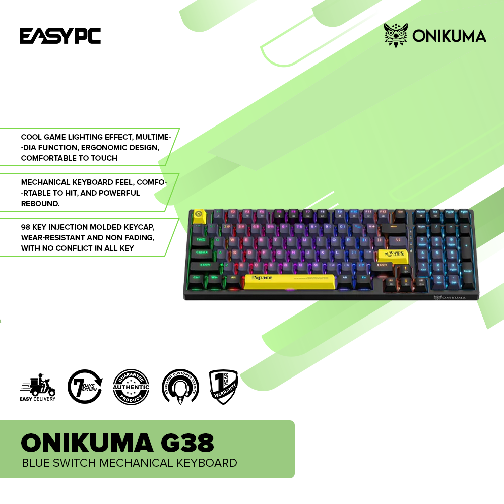Onikuma G38 blue switch Mechanical keyboard EasyPC