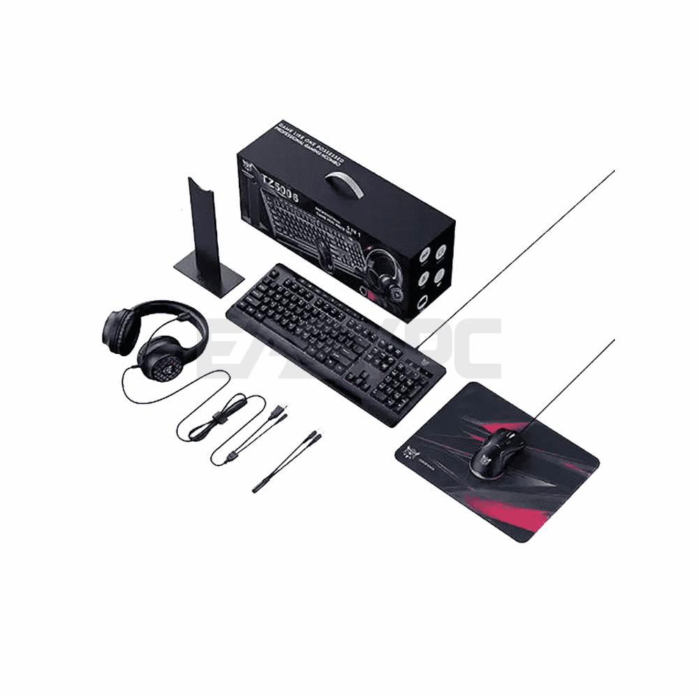 Onikuma TZ5006 5 in 1 Combo Gaming Set - Mouse/Keyboard/Headset/Headset stand/Mousepad-a