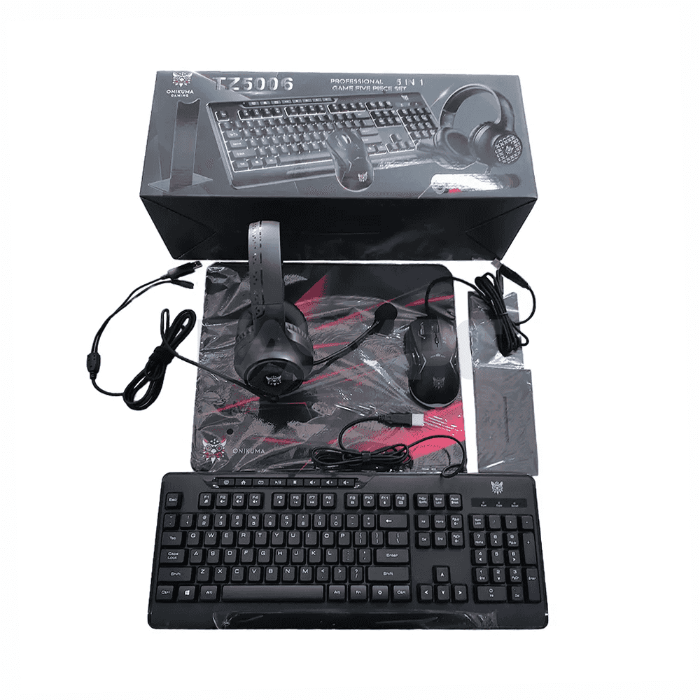 Onikuma TZ5006 5 in 1 Combo Gaming Set - Mouse/Keyboard/Headset/Headset stand/Mousepad-b