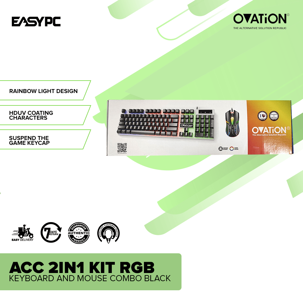 Ovation ACC 2in1 Kit RGB Keyboard and Mouse Combo Black – EasyPC