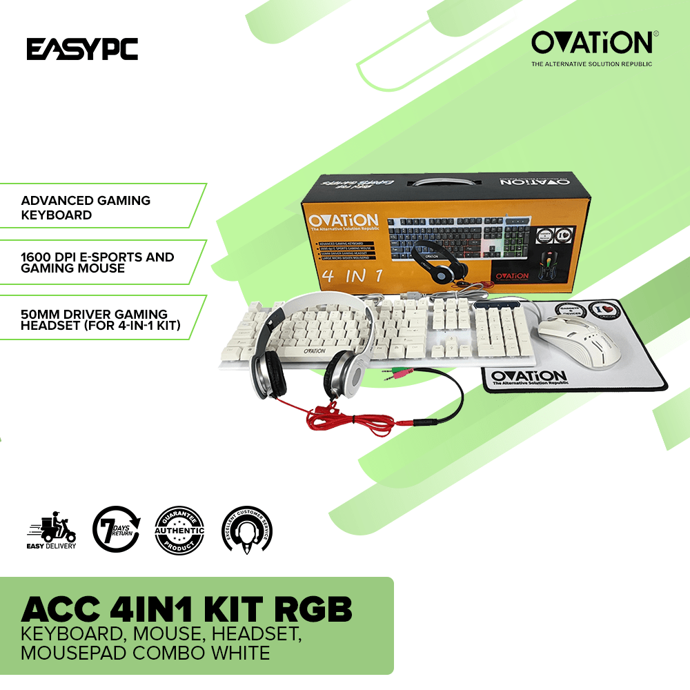 Ovation ACC 4in1 Kit RGB Keyboard,Mouse,Headset,Mousepad – EasyPC