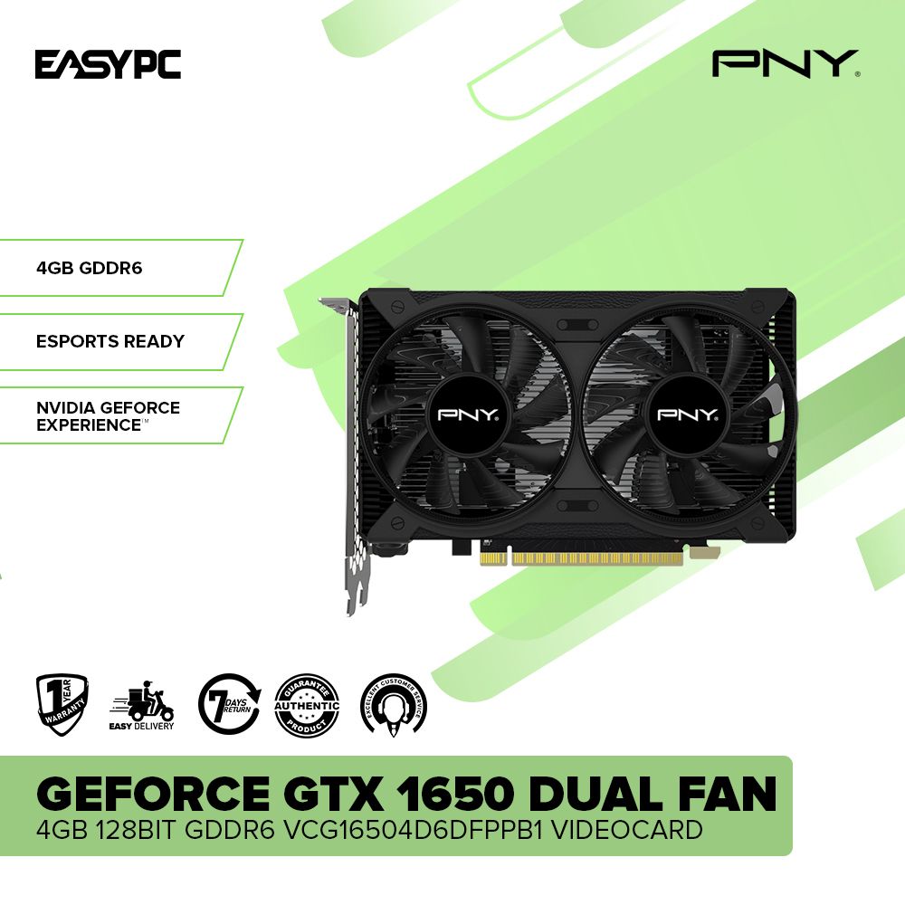 PNY NVIDIA® GeForce GTX 1650 Dual Fan 4GB 128bit GDDR6