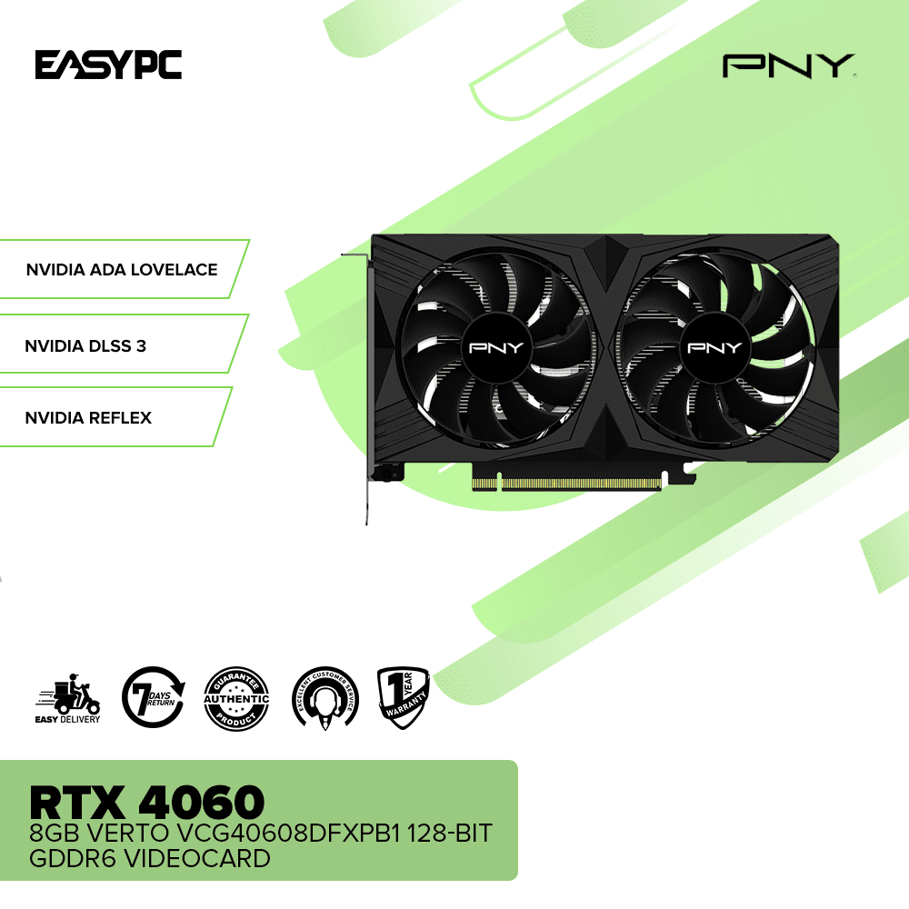 PNY NVIDIAÂ® GeForce RTXÂ™ 4060 8GB Verto VCG40608DFXPB1 128-Bit