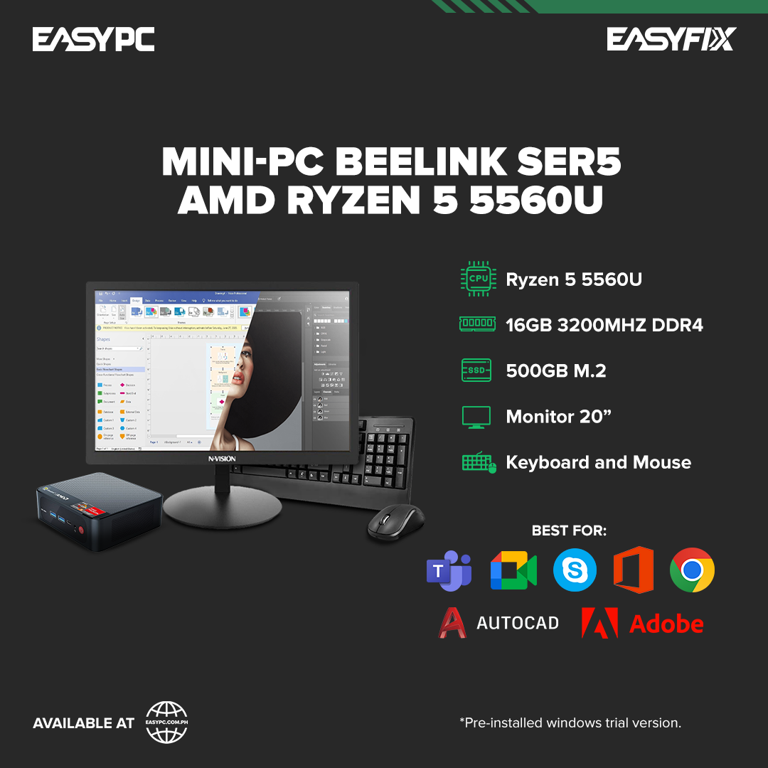 MINI PC Beelink SER5 AMD Ryzen 5 5560U /16GB 3200MHZ DDR4 /500GB M.2 N –  EasyPC