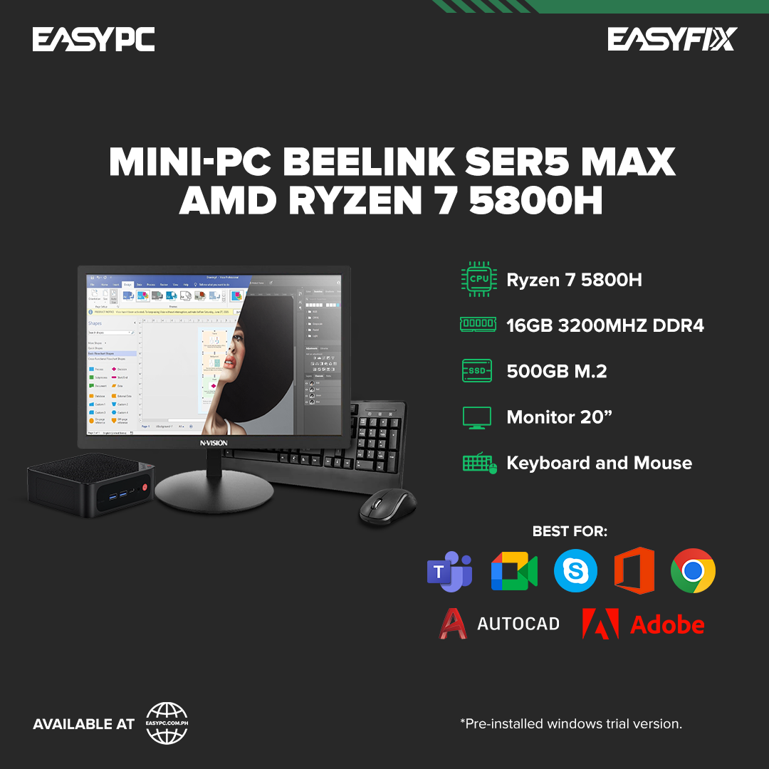 Beelink Ryzen 7 5800H SER5 Max Pro Mini PC AMD DDR4 16GB RAM 500GB SSD 5500U