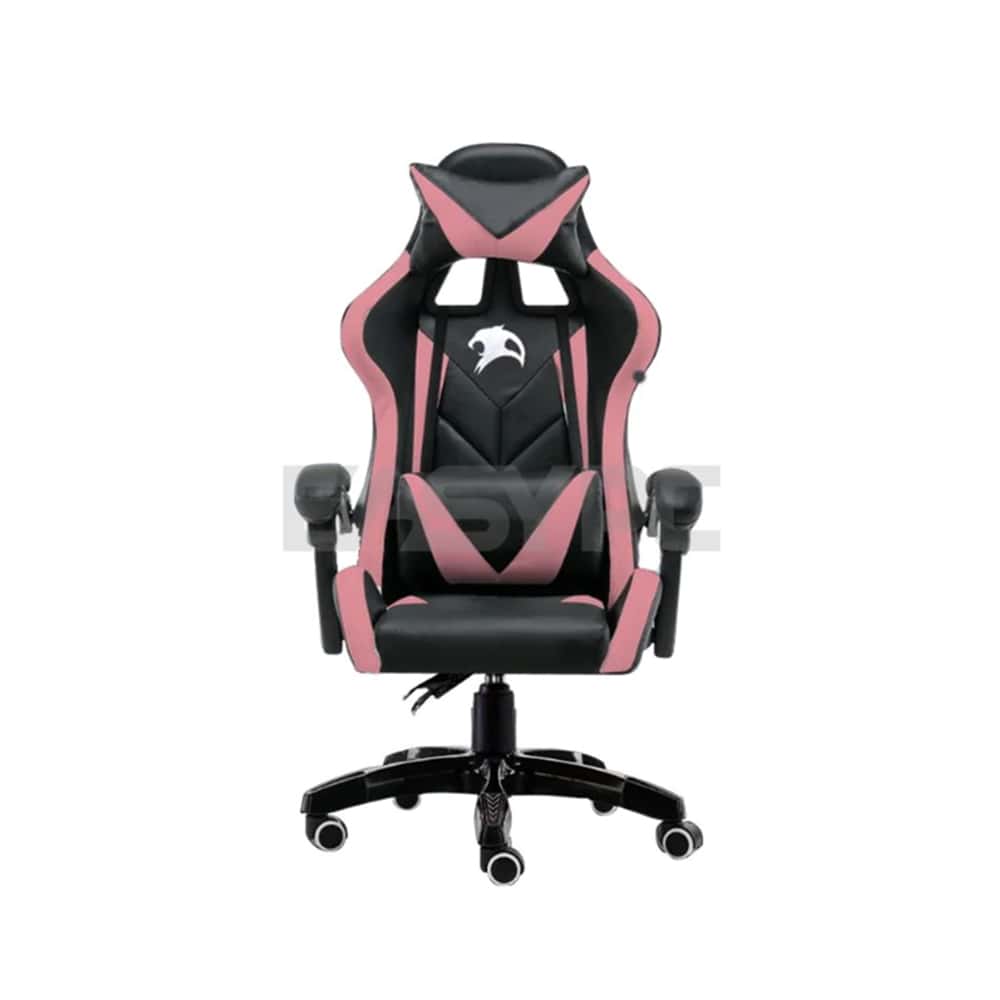 Panther Nightfall Series Nylon Legs with Footrest Leather Gaming Chair Black Pink
