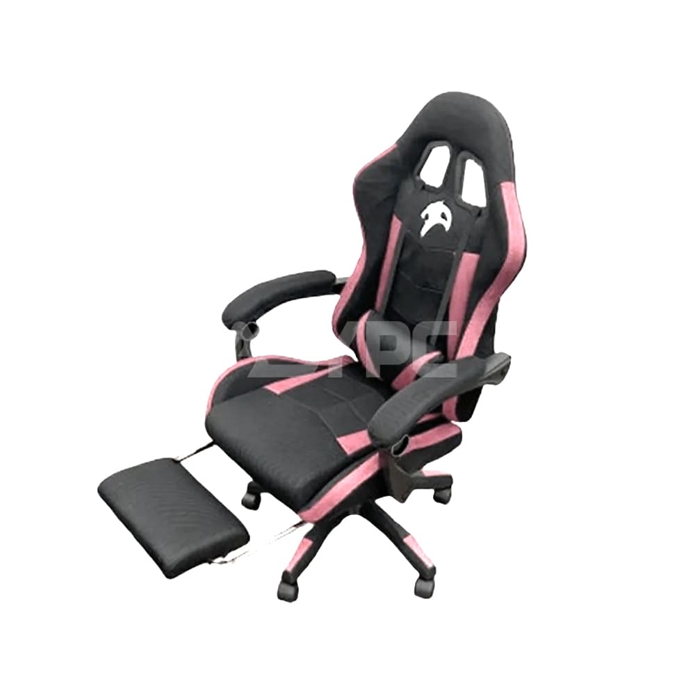 Panther Nightfall Series Nylon Legs with Footrest Leather Gaming Chair Black Pink