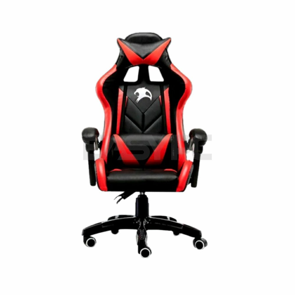 Panther Nightfall Series Nylon Legs with Footrest Leather Gaming Chair Black Red