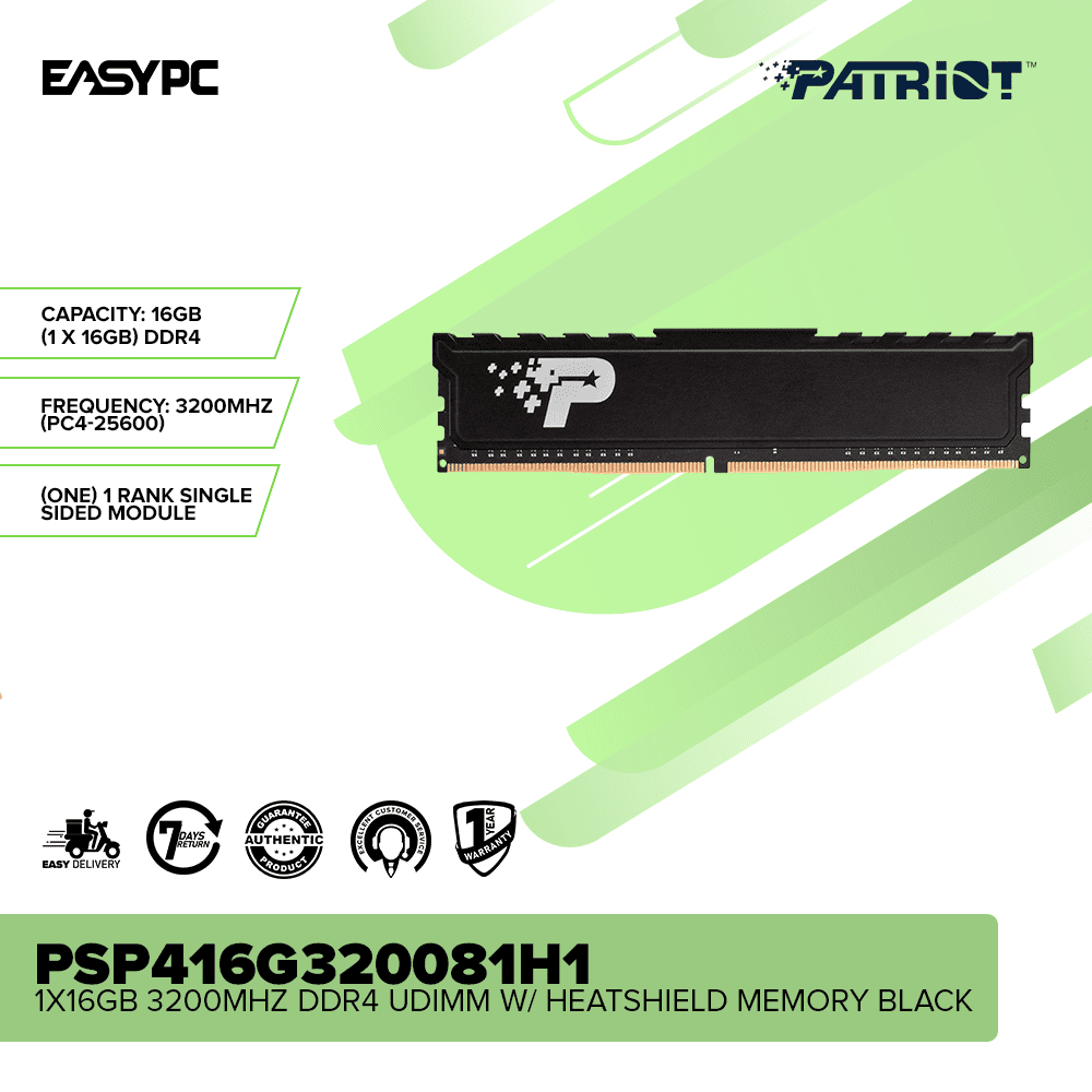 Patriot PSP416G320081H1 1x16Gb 3200Mhz Ddr4 Udimm w/ HeatShield