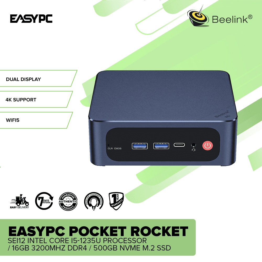 Pocket Rocket Beelink SEi12 Intel Core i5-1235U Processor 16GB 3200MHZ  DDR4 500GB NVMe SSD