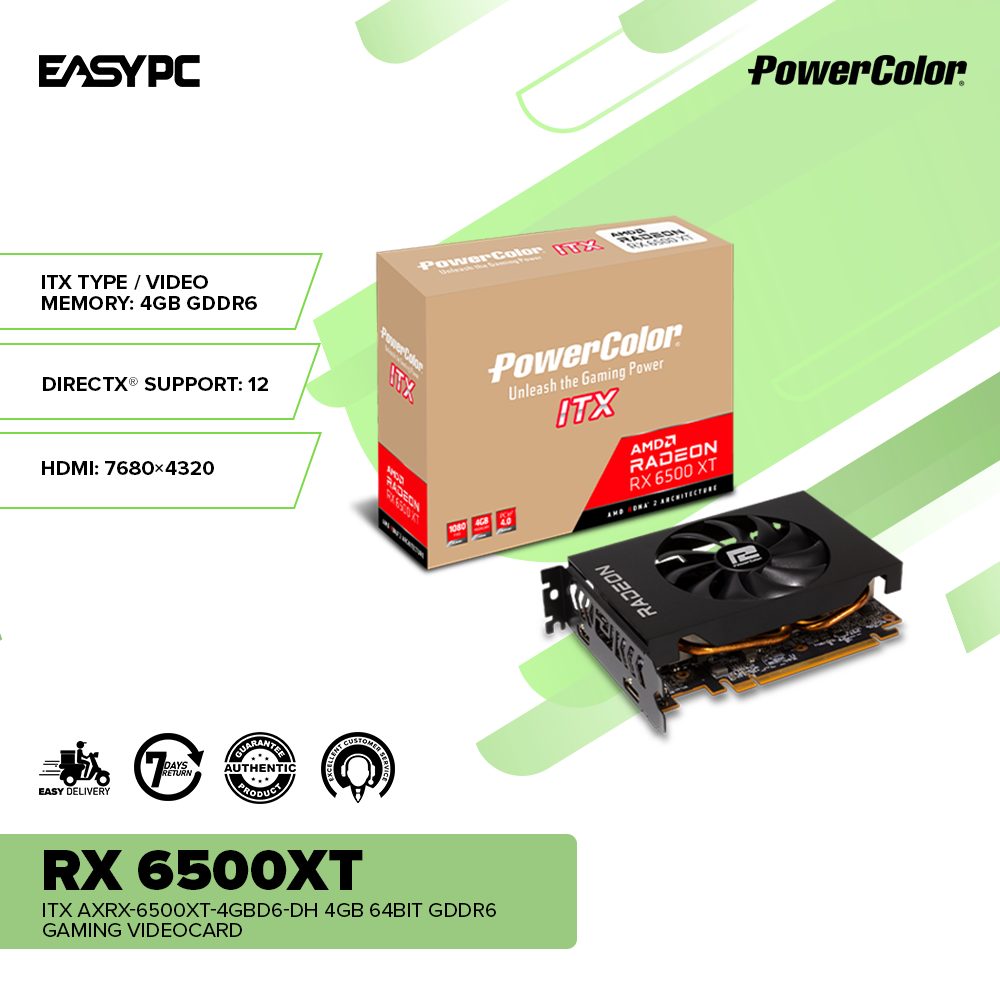 PowerColor RX 6500xt ITX 4GB 64-bit GDDR6 Graphics Card – EasyPC