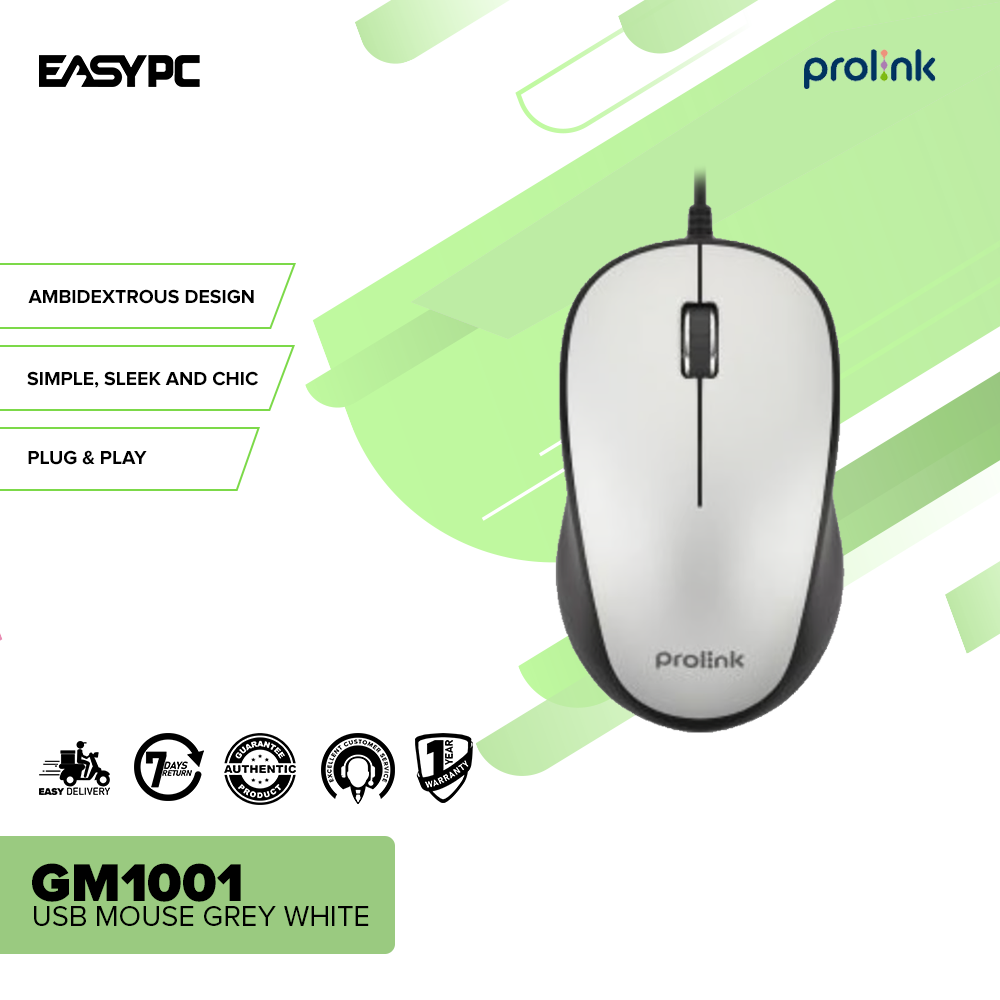 Prolink GM1001 USB Mouse Grey White-c