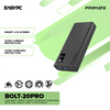 Promate Bolt-20Pro 20000mAh Compact Smart Charging Power Bank with Dual USB-A & USB-C Output Black