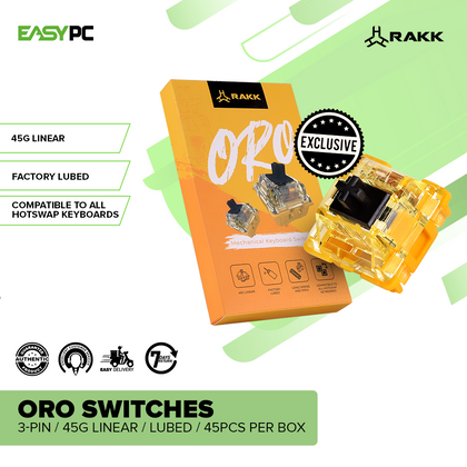RAKK ORO Switches 3-pin / 45g Linear / Lubed / 45pcs per Box