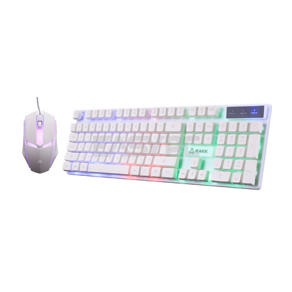 RAKK APTAS ILLUMINATED / Membrane Keyboard and Mouse / No software / Rainbow lighting / White