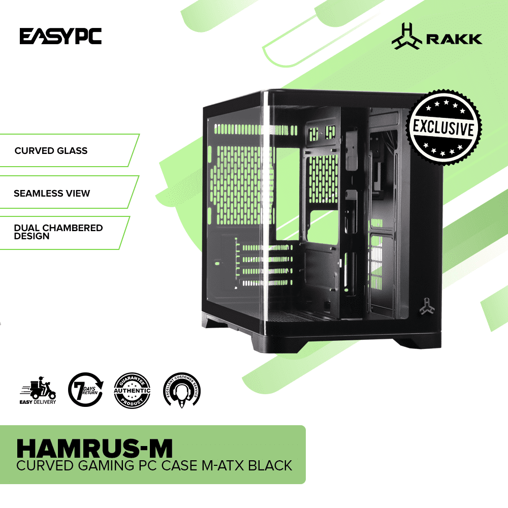 RAKK HAMRUS-M Curved Gaming PC Case M-ATX Black – EasyPC