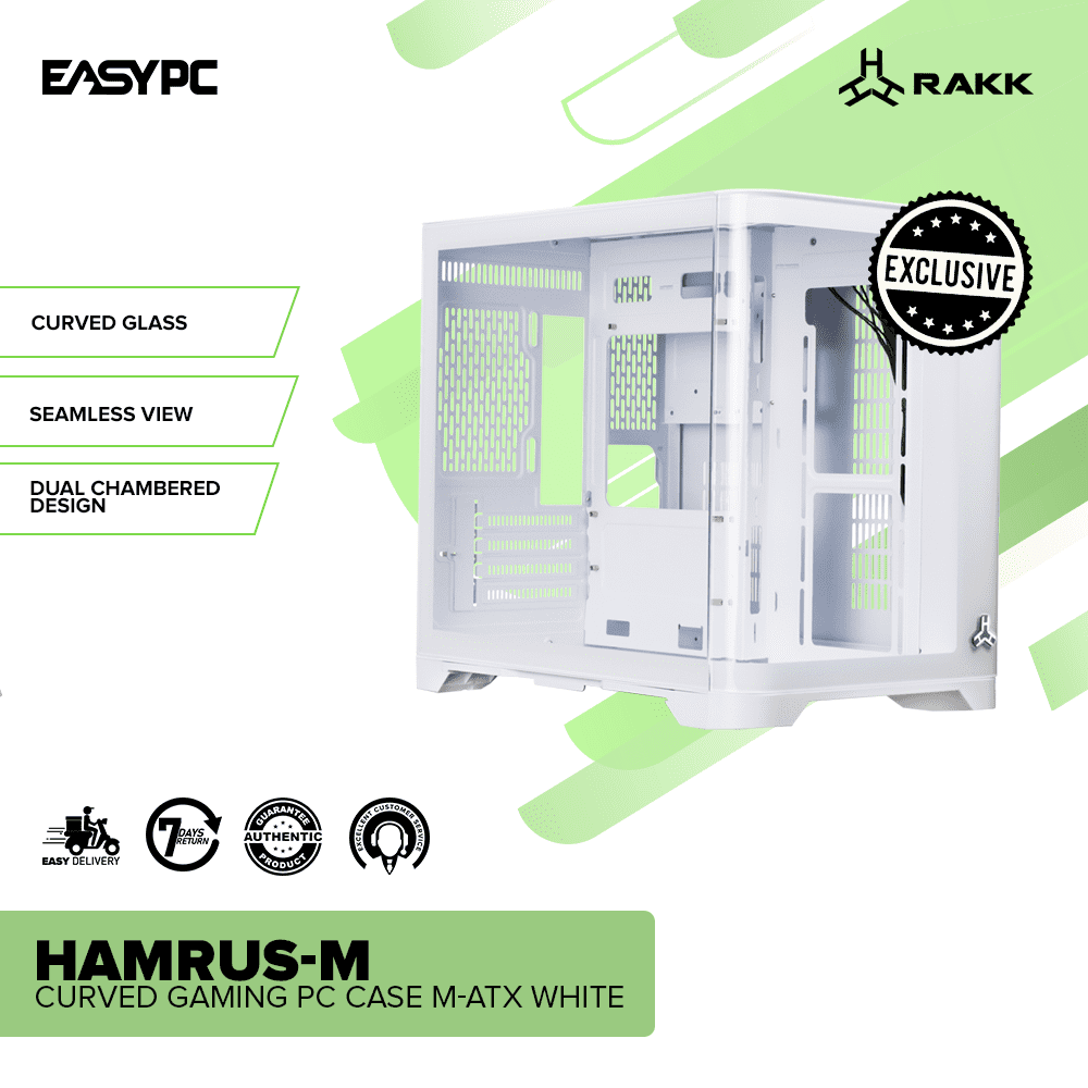 RAKK HAMRUS-M Curved Gaming PC Case M-ATX White – EasyPC