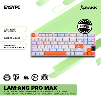 RAKK LAM-ANG PRO MAX 87 Keys / RGB / Trimode / Universal Hotswap /  Cherry Keycaps / White