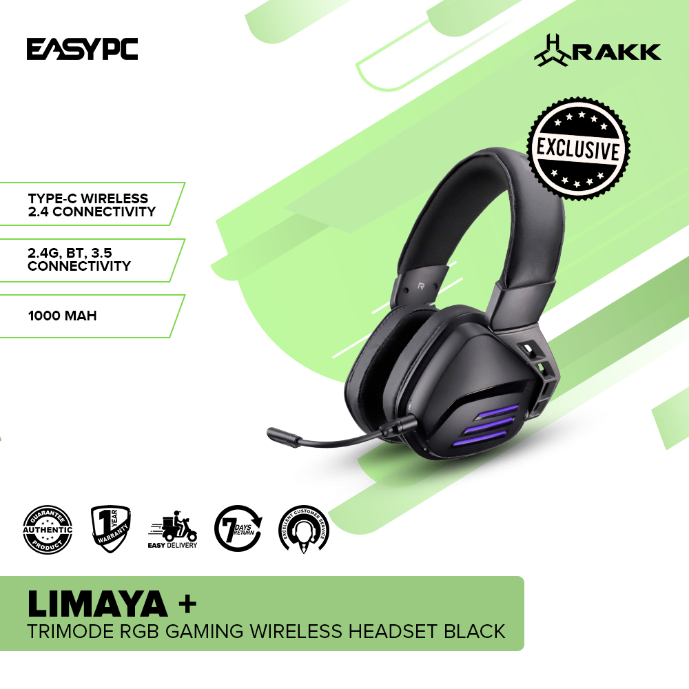 RAKK LIMAYA+ Trimode RGB Gaming Wireless Headset Black-b