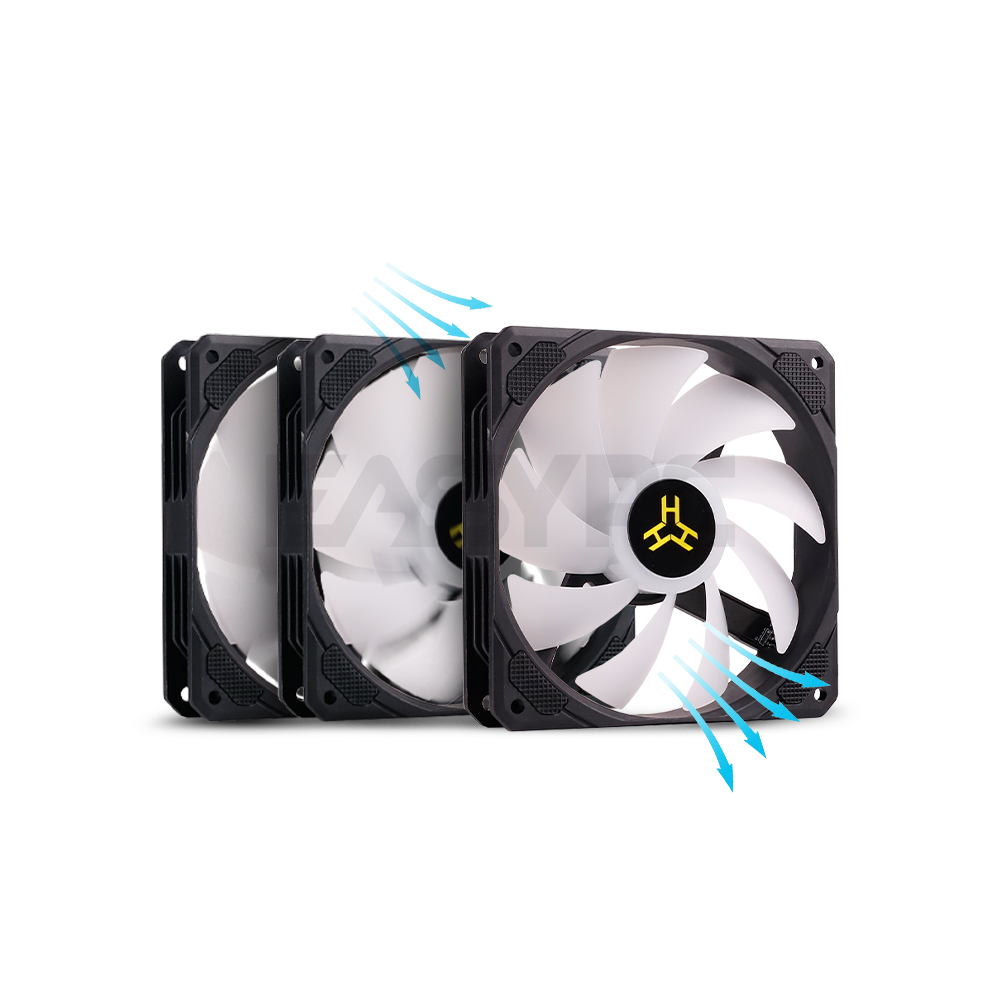 RAKK MARIS FLIP RV 120mm 3in1 Chassis Fan 4-pin aRGB Reverse Flow With Hub and Remote-a