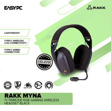 RAKK MYNA 7.1 Trimode RGB Gaming Wireless Headset Black