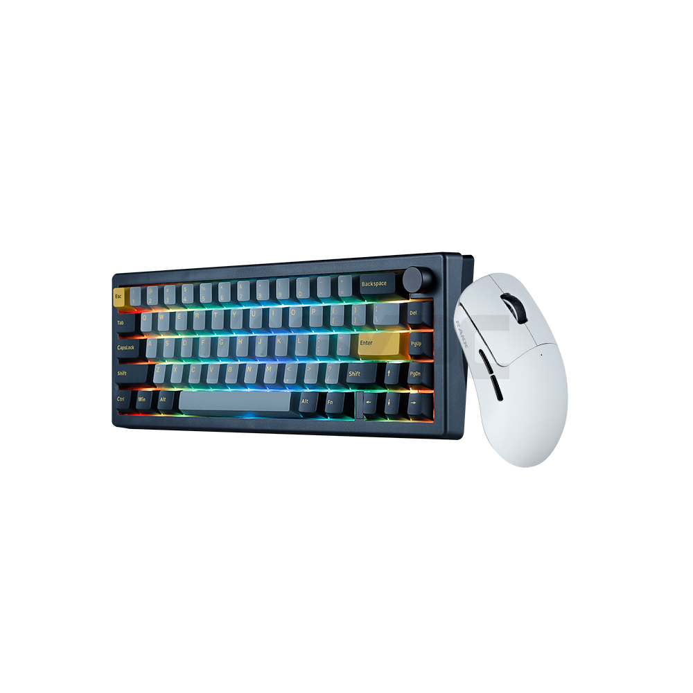 RAKK PIRAH PLUS 66 Keys Universal HotSwap Mechanical Gaming Keyboard + RAKK GAHUM Trimode 3395 Lightweight Gaming Mouse White-a