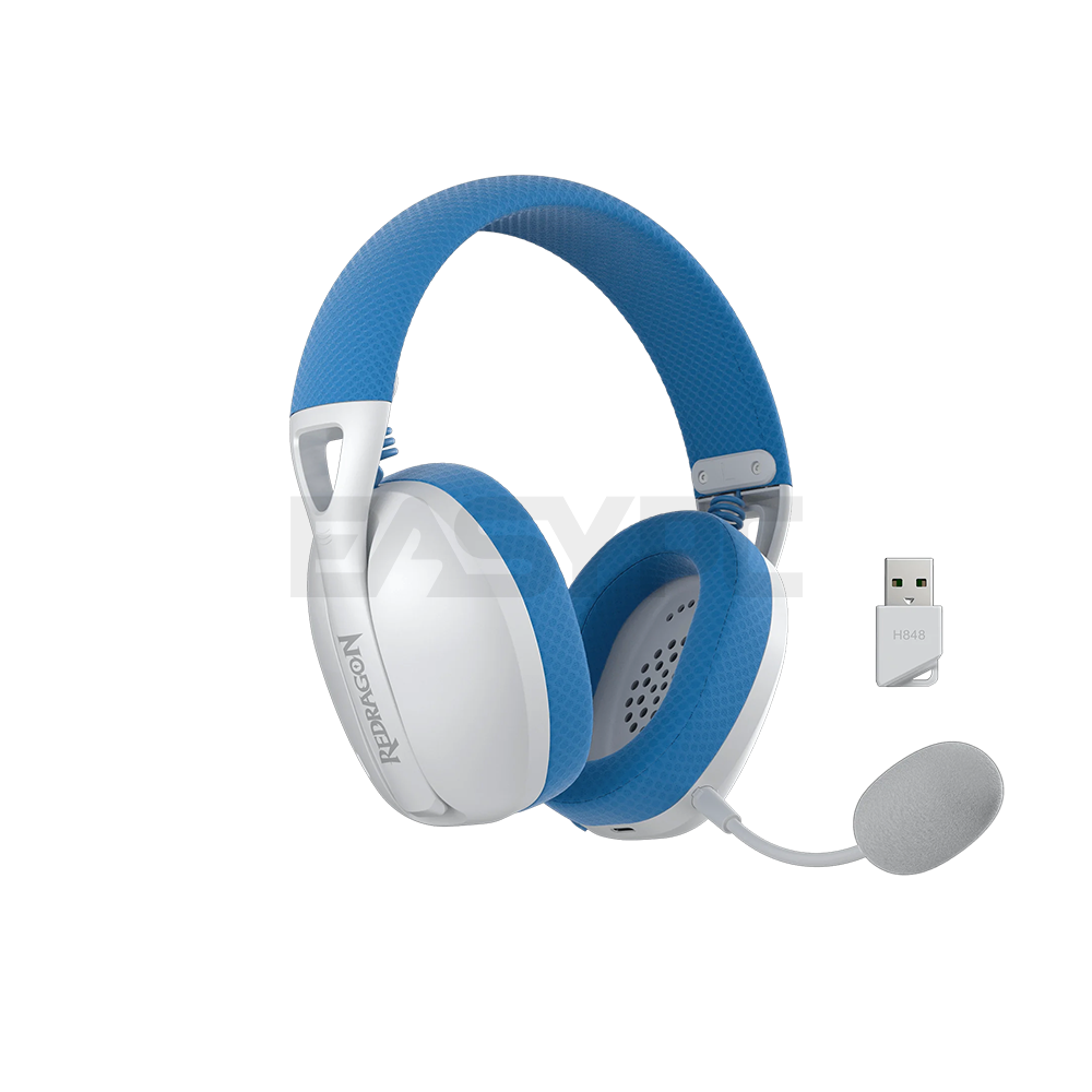 Redragon H848 IRE PRO 7.1 Tri-mode Wireless Headset White Blue-a