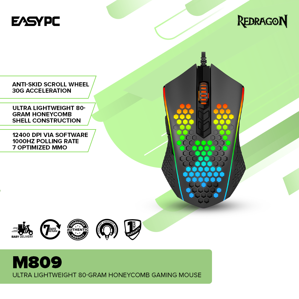 Redragon M809 Ultralight Weight Honeycomb Gaming Mouse – EasyPC