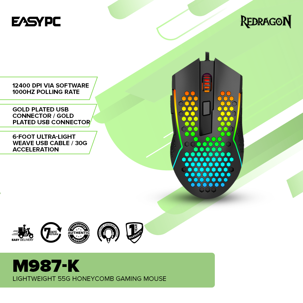 Redragon M987-K Lightweight 55g Honeycomb Gaming Mouse-a