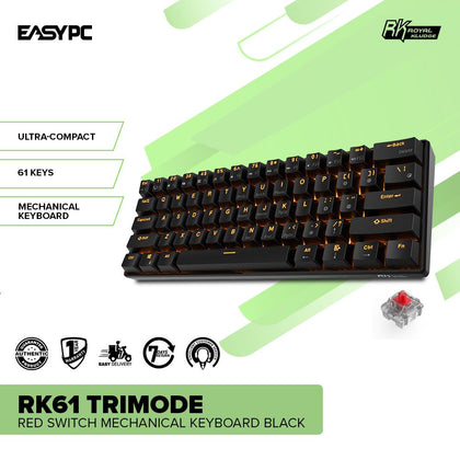 Royal Kludge RK61 Trimode Red switch Mechanical Keyboard Black