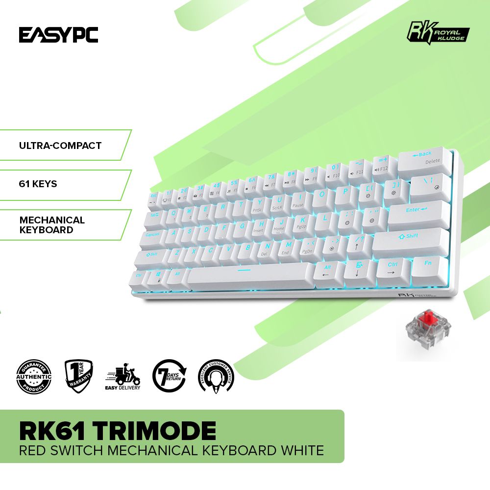 Royal Kludge RK61 Trimode switch Mechanical Keyboard White – EasyPC