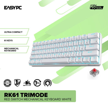Royal Kludge RK61 Trimode Red switch Mechanical Keyboard White