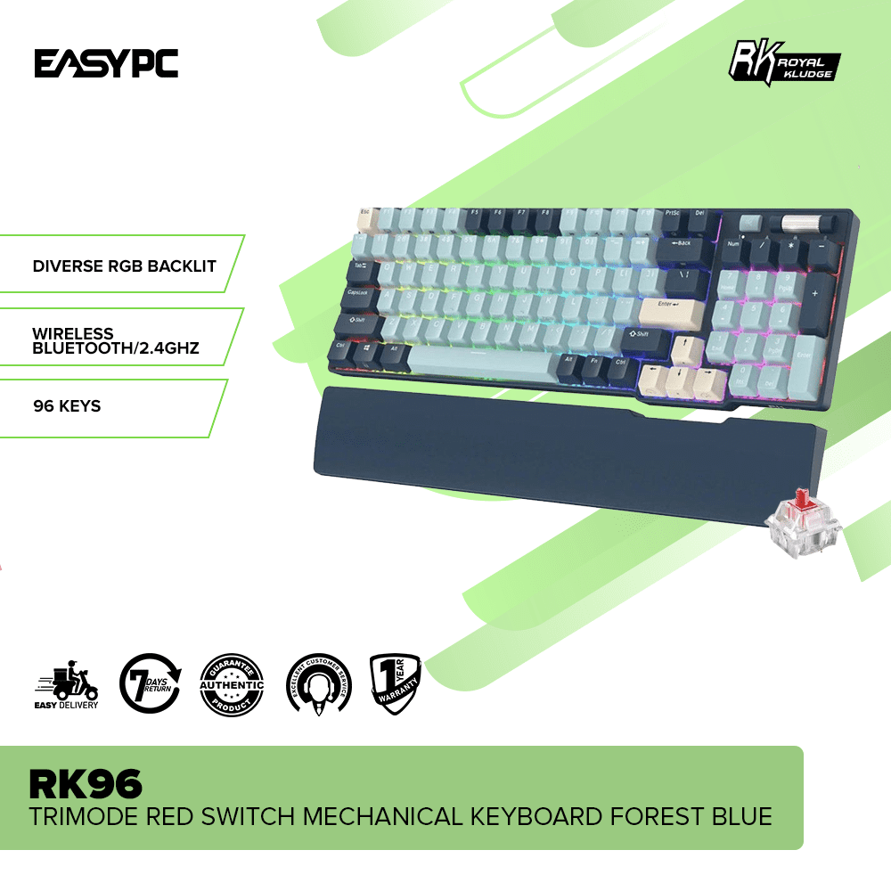 Royal Kludge RK96 Trimode Red switch Mechanical Keyboard Forest Blue-a
