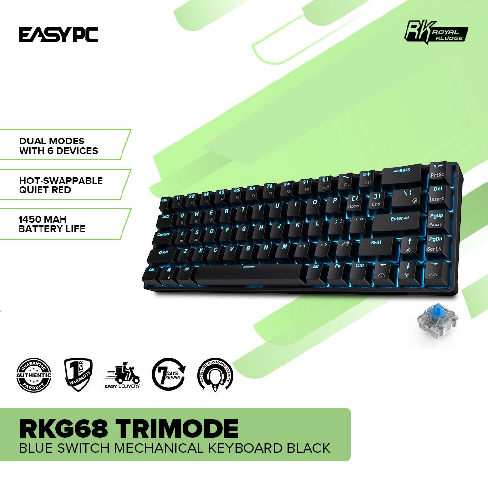 Royal Kludge RKG68 Trimode Blue switch Mechanical Keyboard Black