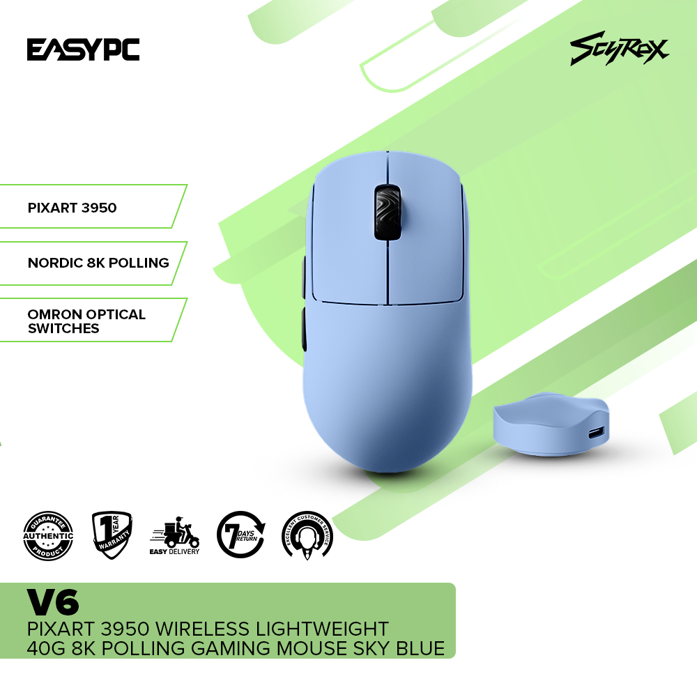 SCYROXV6PIXART3950WirelessLightweight40g8KPollingGamingMouseSkyBlue_2