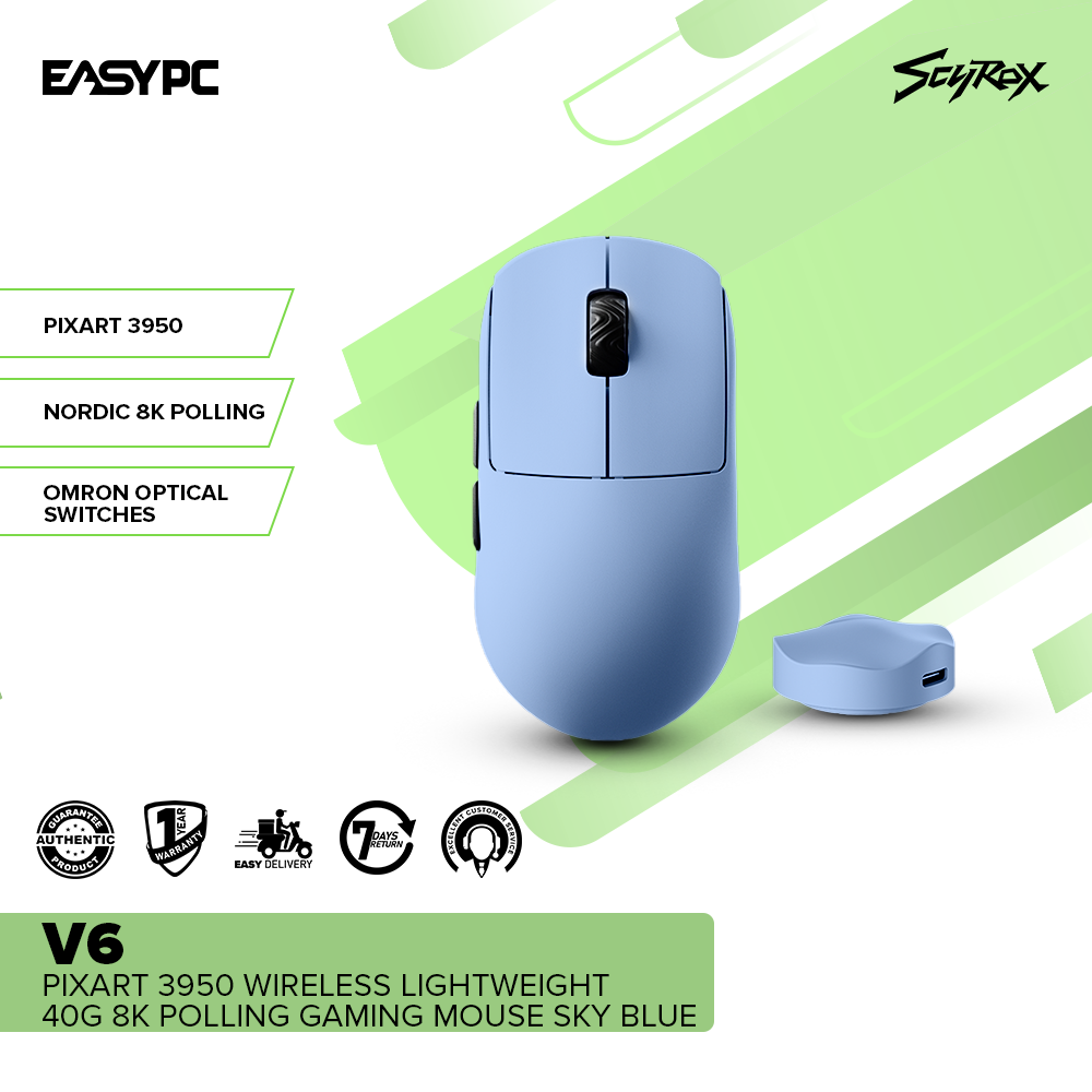 SCYROX V6 PIXART 3950 Wireless Lightweight 40g 8K Polling Gaming
