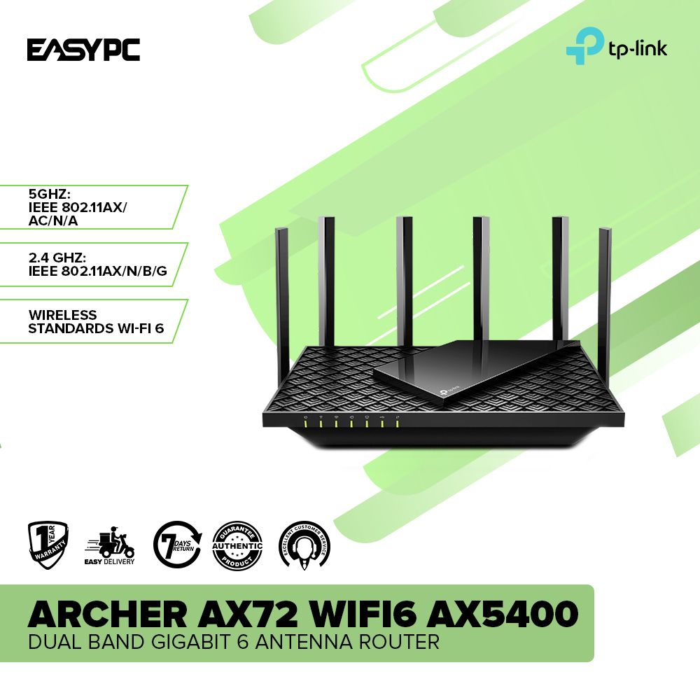 Ax500 Router TPLink Archer AX72 WiFi6 AX5400 Dual Band Gigabit 6 Antenna – EasyPC