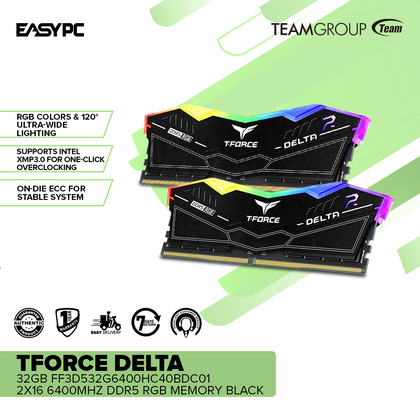 TeamEliteTForceDelta32GBFF3D532G6400HC40BDC012x166400mhzDdr5RGBMemoryBlack_1