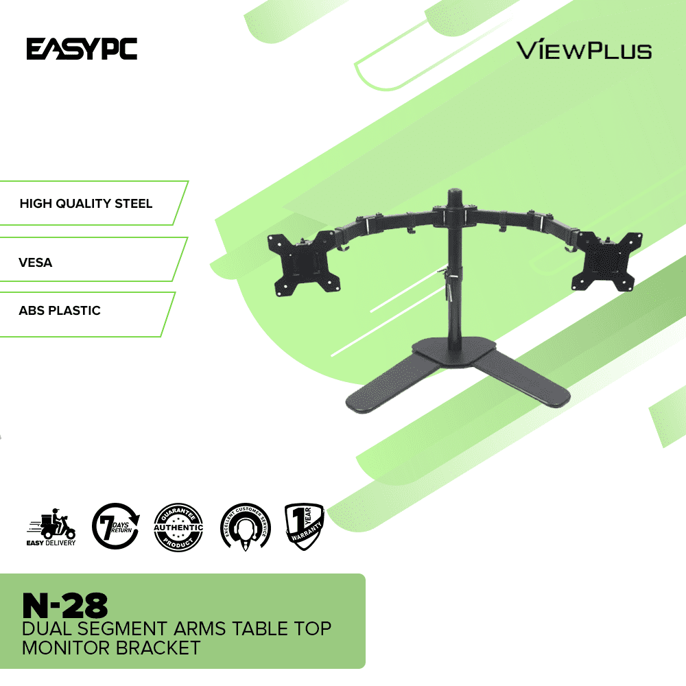 ViewPlus N-28 Dual Segment Arms Table Top Monitor Bracket – EasyPC