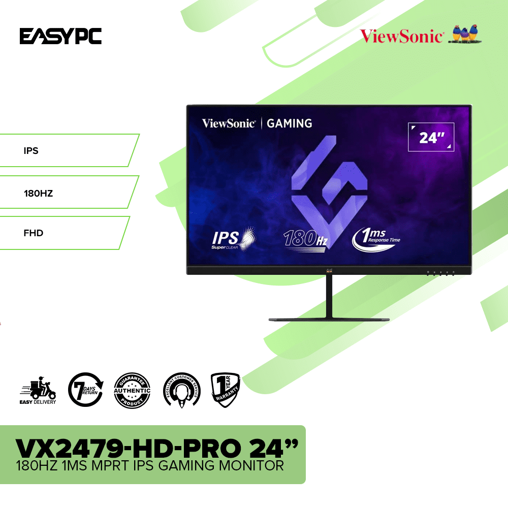 ViewSonic VX2479-HD-PRO 24” 180Hz 1MS MPRT IPS Gaming Monitor